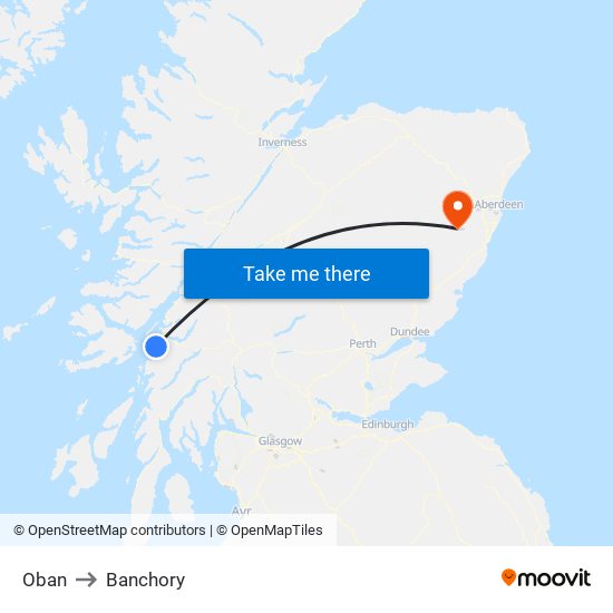 Oban to Banchory map