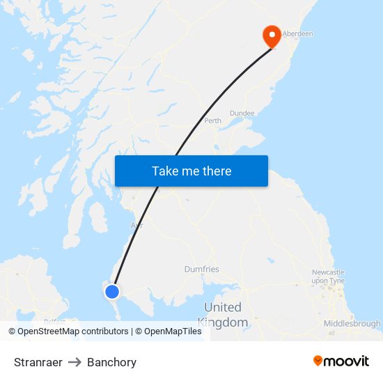 Stranraer to Banchory map