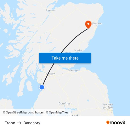 Troon to Banchory map