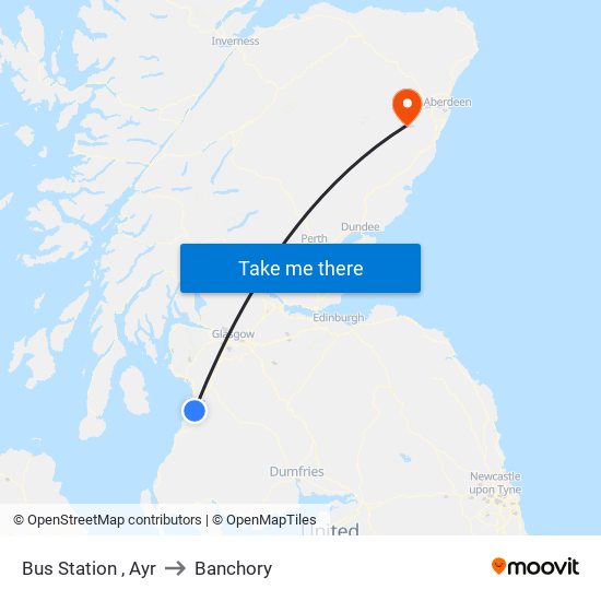 Bus Station , Ayr to Banchory map