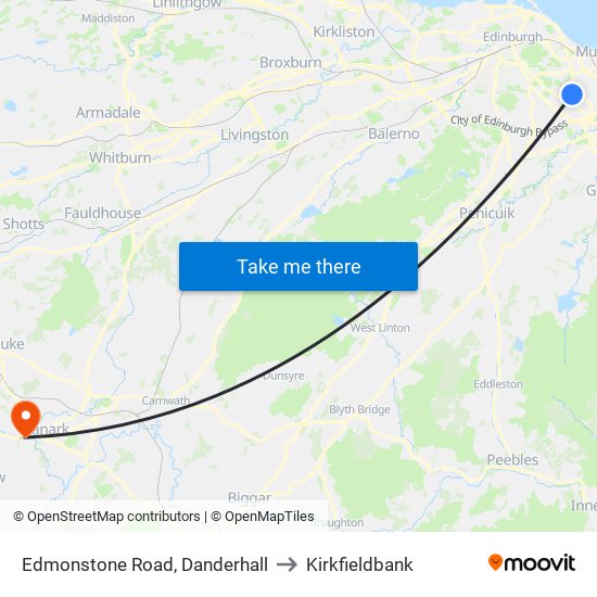 Edmonstone Road, Danderhall to Kirkfieldbank map