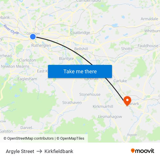 Argyle Street to Kirkfieldbank map