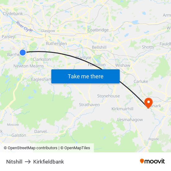 Nitshill to Kirkfieldbank map