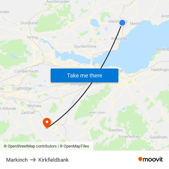 Markinch to Kirkfieldbank map