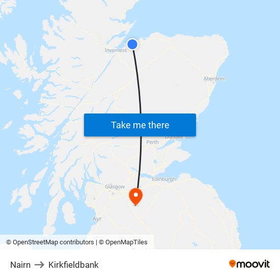 Nairn to Kirkfieldbank map
