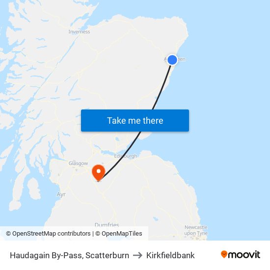 Haudagain By-Pass, Scatterburn to Kirkfieldbank map