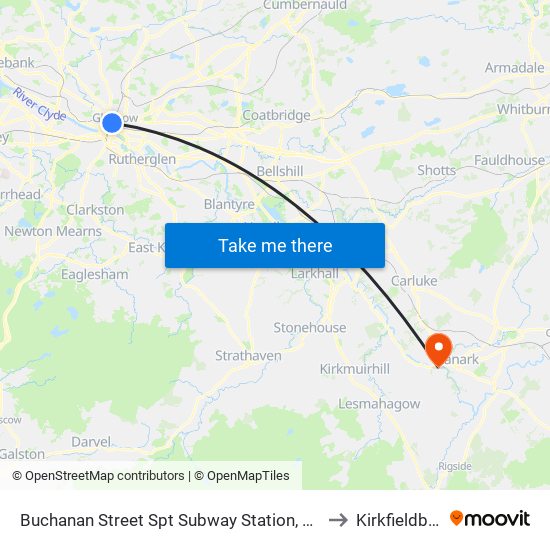Buchanan Street Spt Subway Station, Glasgow to Kirkfieldbank map