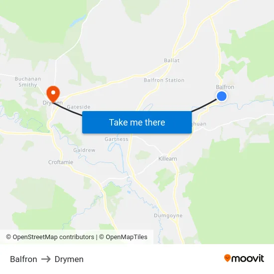 Balfron to Drymen map