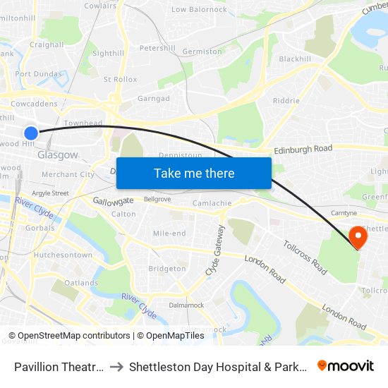 Pavillion Theatre, Glasgow to Shettleston Day Hospital & Parkview Resource Centre map