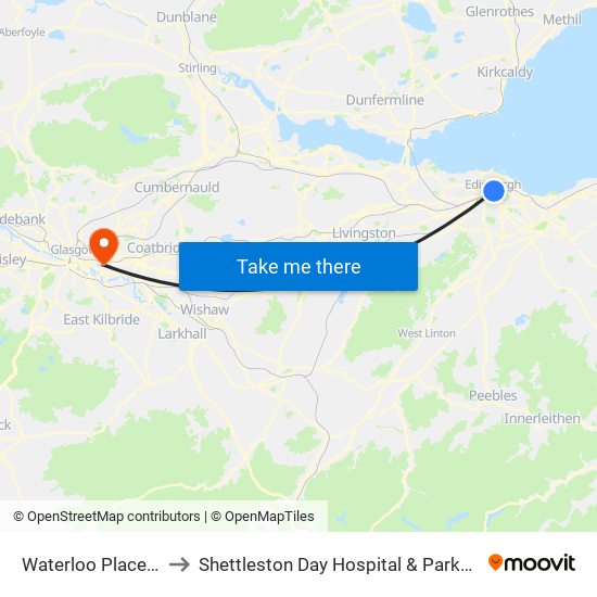 Waterloo Place, Edinburgh to Shettleston Day Hospital & Parkview Resource Centre map