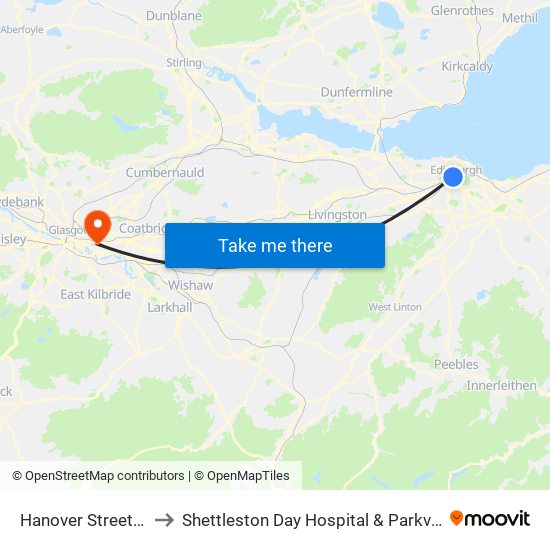 Hanover Street, Edinburgh to Shettleston Day Hospital & Parkview Resource Centre map