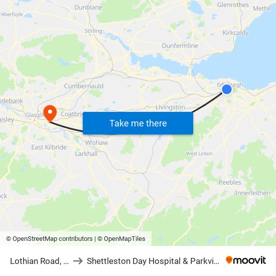 Lothian Road, West End to Shettleston Day Hospital & Parkview Resource Centre map