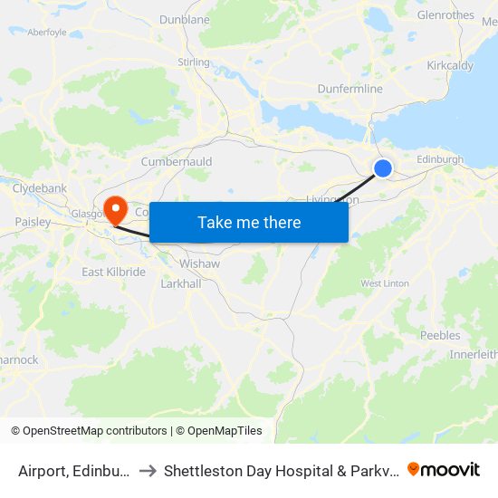 Airport, Edinburgh Airport to Shettleston Day Hospital & Parkview Resource Centre map