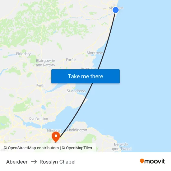 Aberdeen to Rosslyn Chapel map
