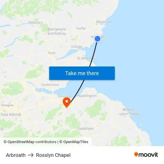Arbroath to Rosslyn Chapel map