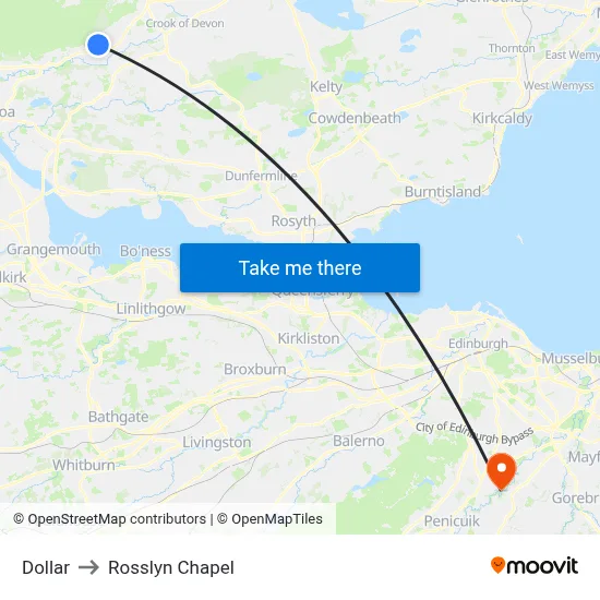 Dollar to Rosslyn Chapel map