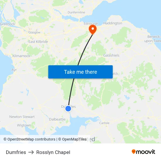 Dumfries to Rosslyn Chapel map