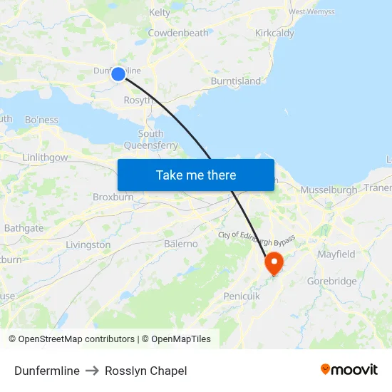 Dunfermline to Rosslyn Chapel map