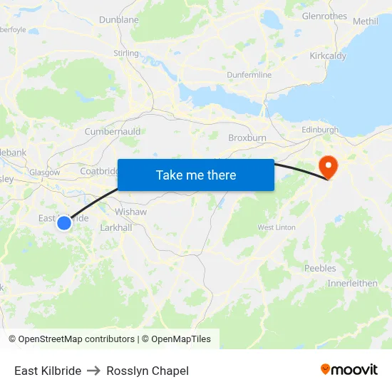 East Kilbride to Rosslyn Chapel map