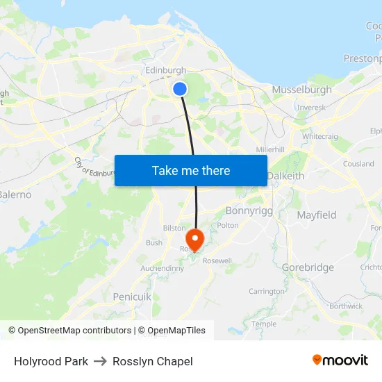 Holyrood Park, Eh8 Edinburgh to Rosslyn Chapel map