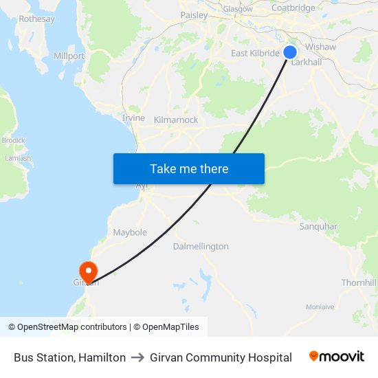 Bus Station, Hamilton to Girvan Community Hospital map