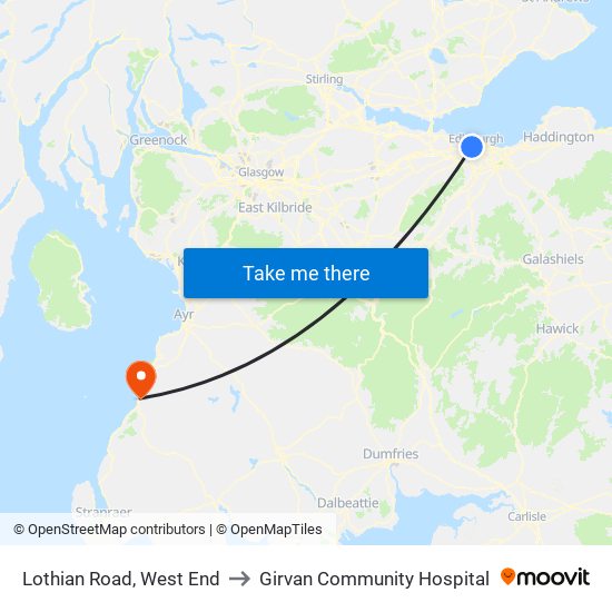 Lothian Road, West End to Girvan Community Hospital map