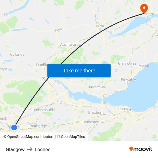 Glasgow to Lochee map