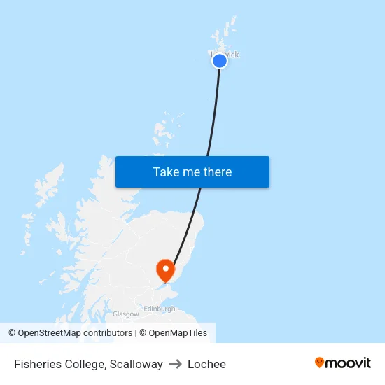 Fisheries College, Scalloway to Lochee map