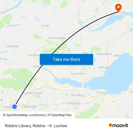 Riddrie Library, Riddrie to Lochee map