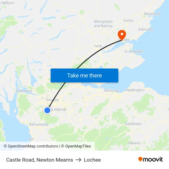 Castle Road, Newton Mearns to Lochee map
