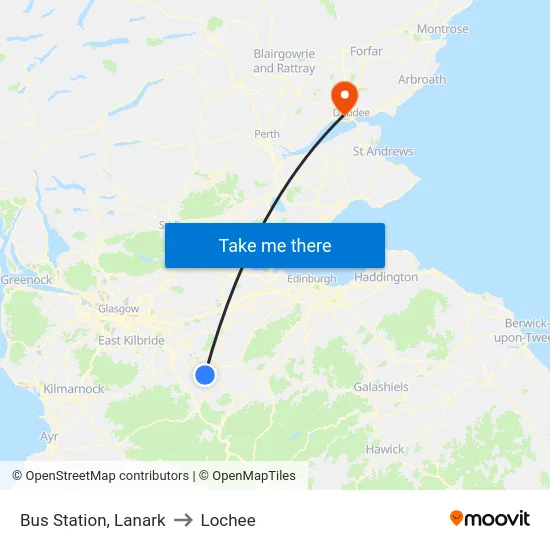 Bus Station, Lanark to Lochee map