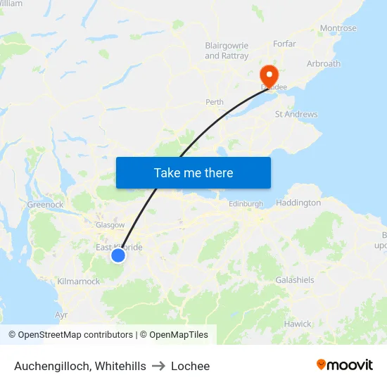 Auchengilloch, Whitehills to Lochee map