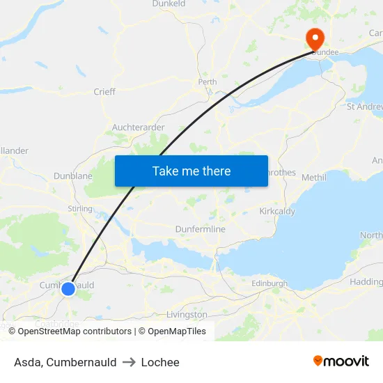 Asda, Cumbernauld to Lochee map
