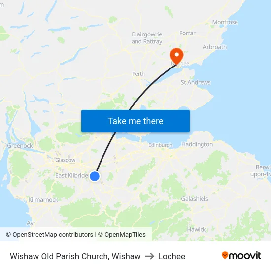 Wishaw Old Parish Church, Wishaw to Lochee map