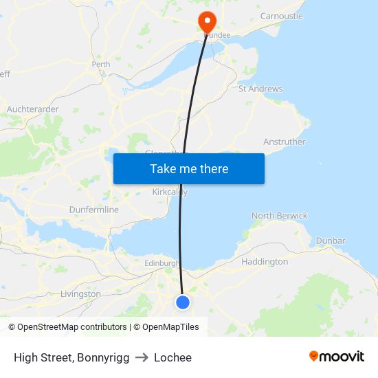High Street, Bonnyrigg to Lochee map