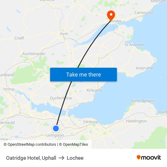 Oatridge Hotel, Uphall to Lochee map