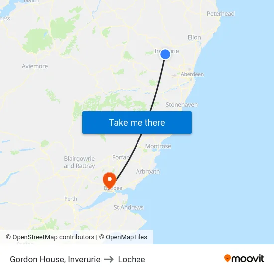 Gordon House, Inverurie to Lochee map