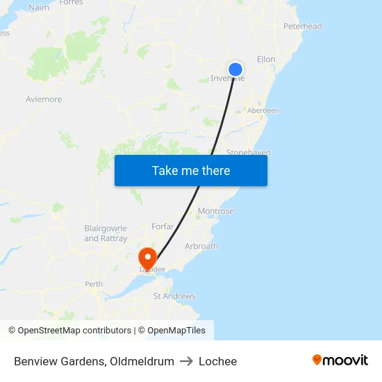 Benview Gardens, Oldmeldrum to Lochee map