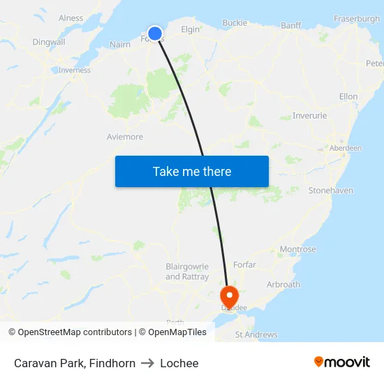 Caravan Park, Findhorn to Lochee map