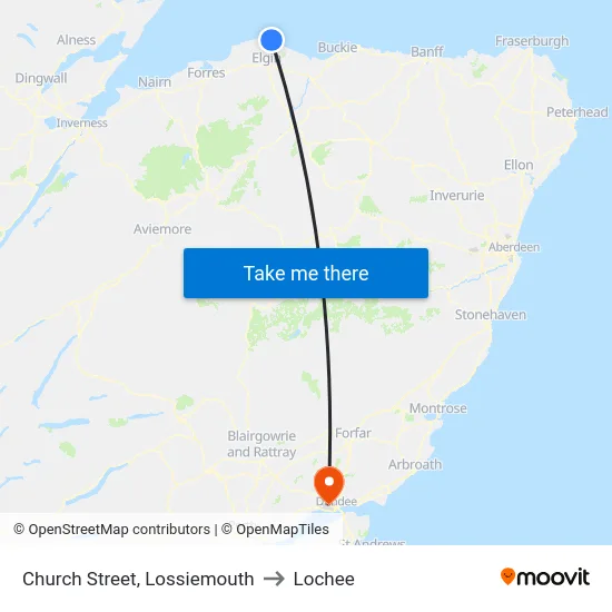 Church Street, Lossiemouth to Lochee map