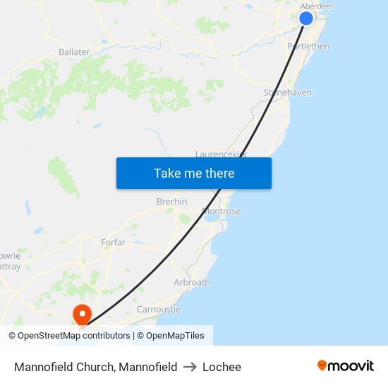 Mannofield Church, Mannofield to Lochee map