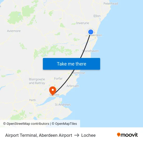 Airport Terminal Stance 1, Aberdeen Airport to Lochee map
