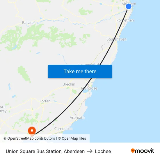 Union Square Bus Station, Aberdeen to Lochee map
