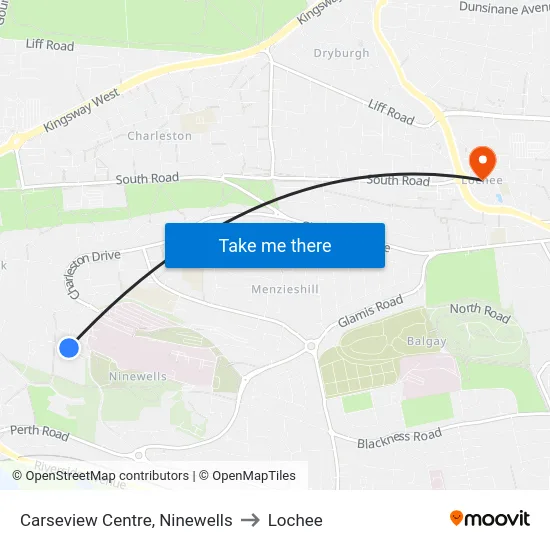 Carseview Centre, Ninewells to Lochee map