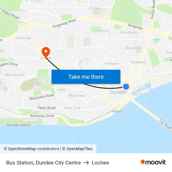 Bus Station, Dundee City Centre to Lochee map
