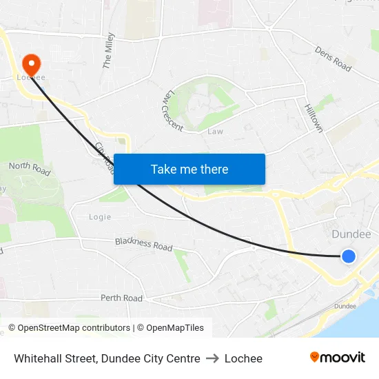 Whitehall Street, Dundee City Centre to Lochee map