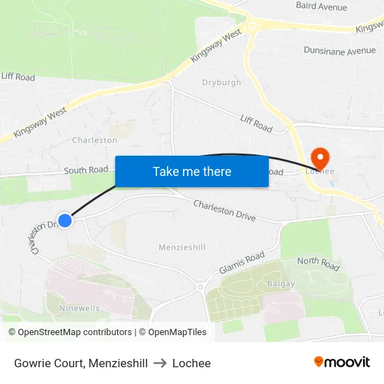 Gowrie Court, Menzieshill to Lochee map