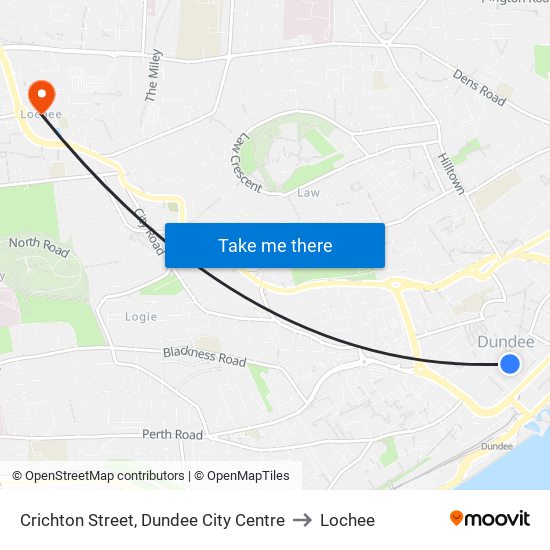 Crichton Street, Dundee City Centre to Lochee map