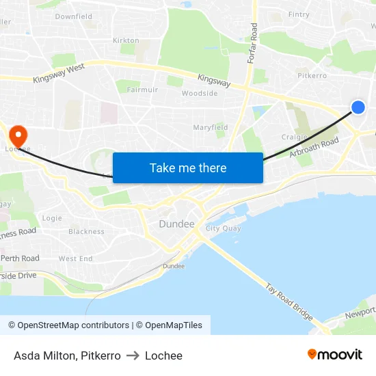 Asda Milton, Pitkerro to Lochee map