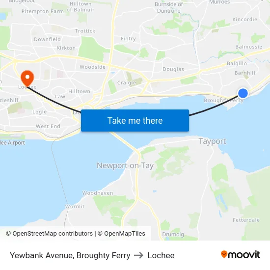 Yewbank Avenue, Broughty Ferry to Lochee map